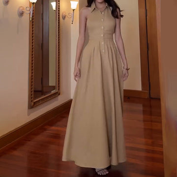 Fashion Temperament In The Fall Of 2024, The Back Of The Solid Color Dress